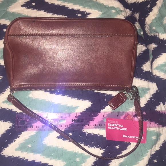 Small Brown Leather Coach Purse with Logo Dangle - Picture 5 of 8